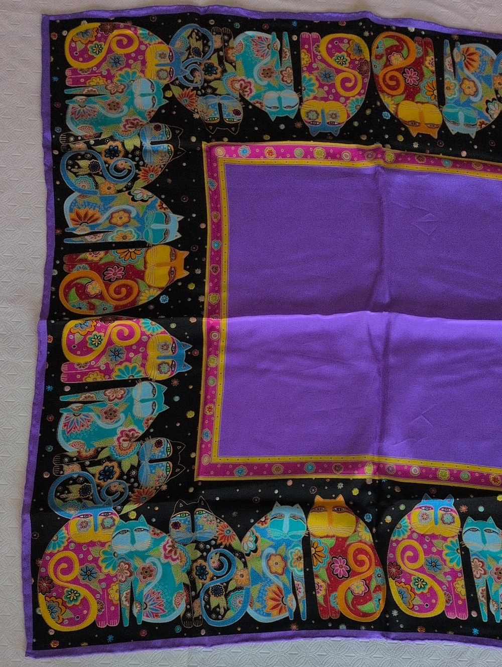 Laurel Burch Silk Square Cat Scarf - Picture 5 of 8